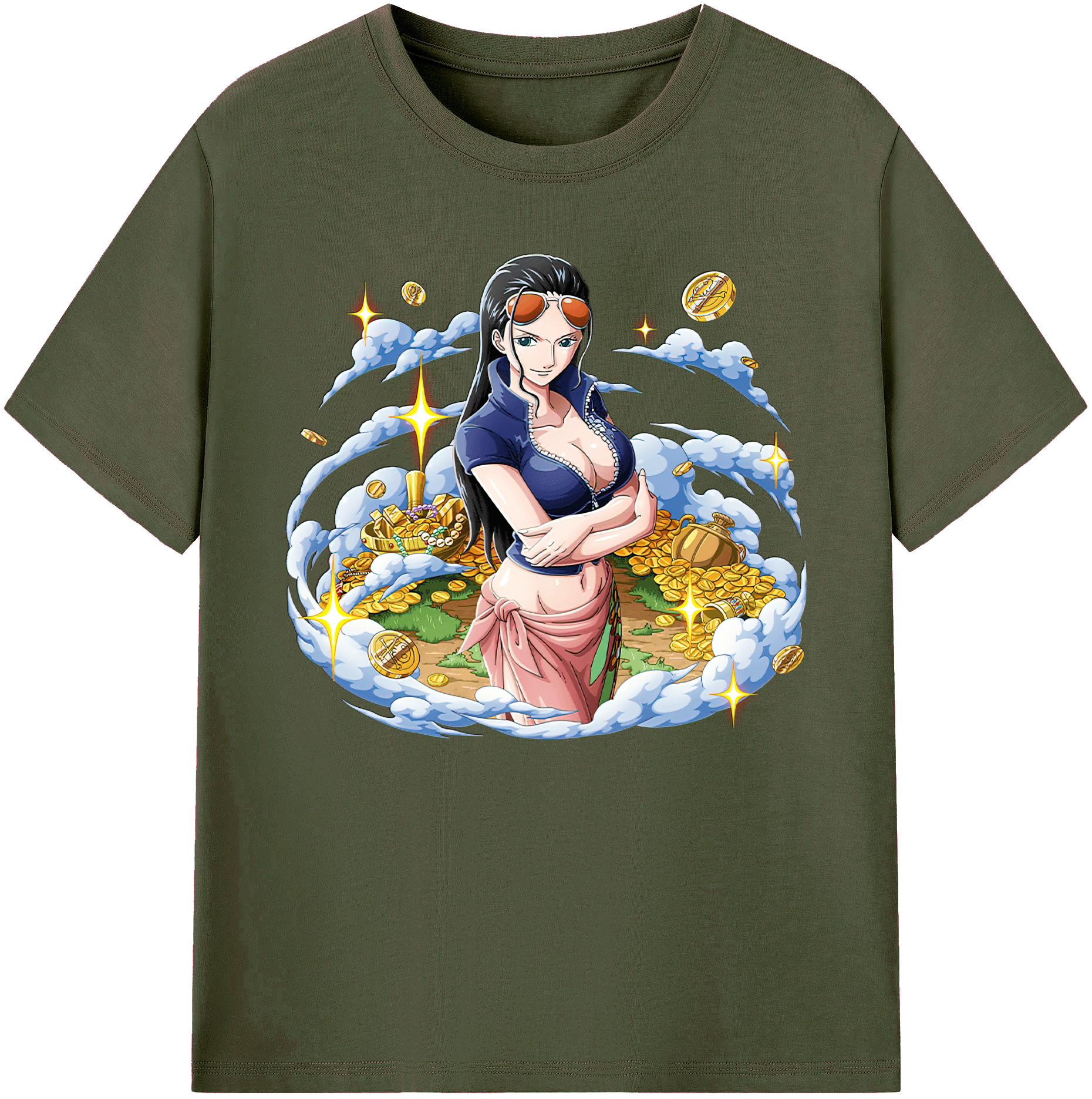 ワンピース ニコ・ロビン ONE PIECE Nico Robin 綿100％ メンズ半袖Tシャツ｜肌触りやわらか＆通気性